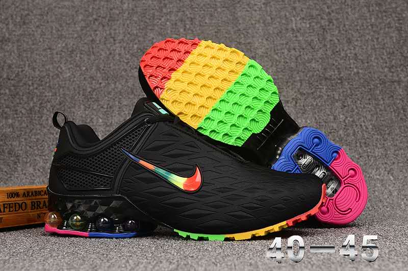 Nike Shox Reax Run Black Rainbow Shoes - Click Image to Close